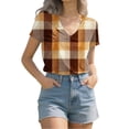 thumbnail image 4 of MEICHEN Short Sleeve Shirts Womens Fashion Casual Print V Neck T Shirt Plus Size Tops Loose Fit Blouse, 4 of 9