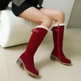 thumbnail image 5 of Red Women Cozy Snow Boots With Round Toe And Chunky Heel For Outdoor Winter Use, 5 of 6