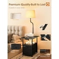 thumbnail image 6 of Floor Lamp Side Table with Night Light,Night Stand with Charging Station and LED Bulb, 3-Color Adjustable Lighting Beside Table with 2 Deep Drawers, End Tables Living Room,Bedroom-Black Oak, 6 of 8
