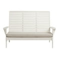 thumbnail image 2 of Linon Killick Slatted Back Acacia Wood Outdoor Bench with Cushions, Antique White/Beige, 2 of 4