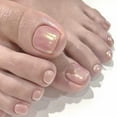 thumbnail image 1 of Uñas postizas de color rosa brillante de Apuakthei, uñas postizas para pies con diseño de pedicura cuadrada color nude, uñas postizas acrílicas con lentejuelas y purpurina, consejos para mujeres y, 1 of 3