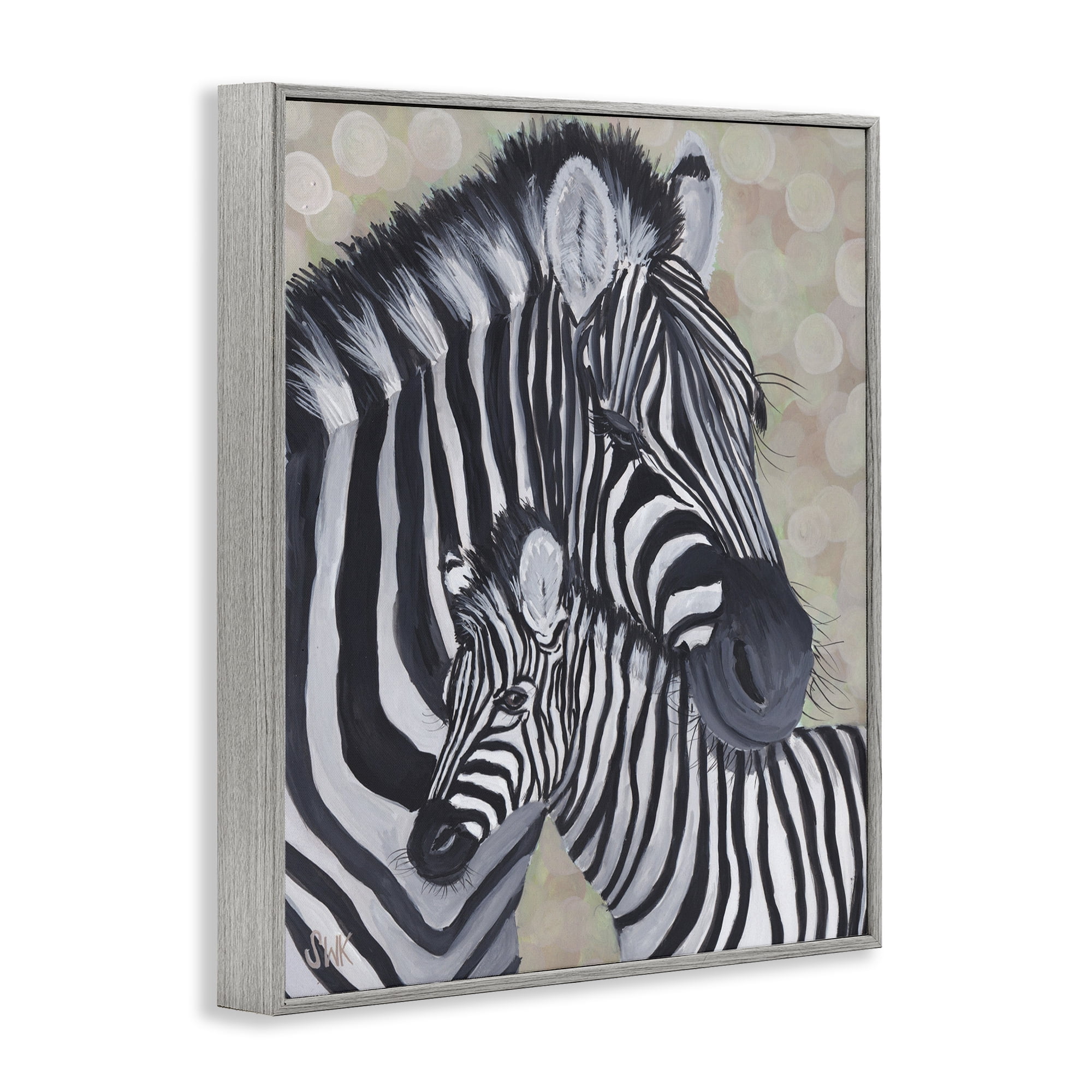 Stupell Industries Mama Zebra & Her Foal Gray Framed Giclee Art, design by Sarah Waldron Kimball