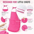 thumbnail image 4 of Rirool Kids Cooking Set, 11-Piece Pink Polka Dot Chef Dress-Up and Baking Role Play Kit with Apron, Hat, Mitt, Pot Holder, Whisk, Rolling Pin, Spoon and 4 Cookie Cutters, Ages 3-6, 4 of 8