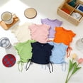 thumbnail image 5 of Karoyedx Toddler Girl Shirts Toddler Girl's Sleeveless Shirts Lettuce Trim Crew Neck T-Shirts Summer Tee Cute Baby Girl Tops Light Blue Size,4-5 Years, 5 of 9