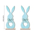 thumbnail image 3 of CuiLiyq 2 Pcs Easter Bunny Table Decorations, Wooden Rabbit Spring Tiered Tray Decorations, Farmhouse Rustic Table Centerpiece for Easter Home Spring Party Tabletop Decor (Blue), 3 of 6