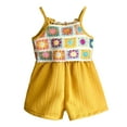 thumbnail image 4 of WUANDIXFA Clothes for Teen Girls Summer Jumpsuits Spaghetti Strap Sleeveless Loose Romper Short Pants with Pockets Casual Jumpsuit for Girls Yellow,18-24 Months, 4 of 4
