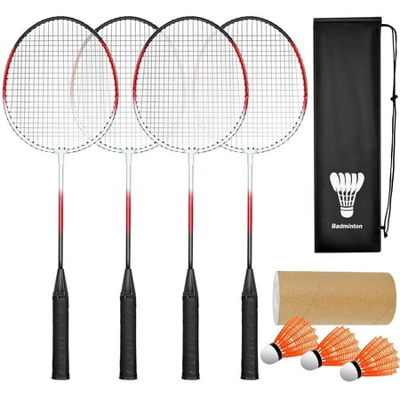fitplay badminton racket sets + birdie set for kids and adults  4 players