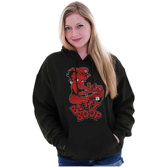 Betty Boop Red Hot Biker Cartoon Hoodie Sweatshirt Women Brisco Brands S