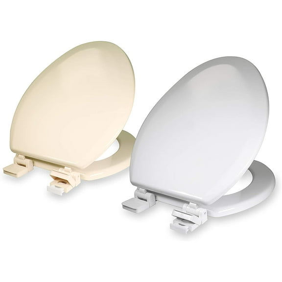 Highcraft Elongated Molded Wood Toilet Seat Slow Close Adjustable Hinge Bone
