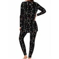 thumbnail image 2 of Women's 2 Piece Pajama Sets Soft Milk Silk Long Sleeve Sleepwear Christmas Lights Loungewear, 2 of 7