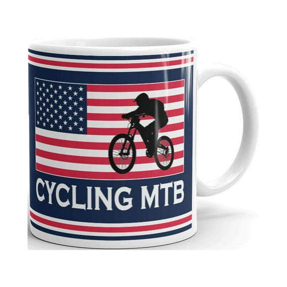 American Pride Cycling MTB Bike Coffee Tea Ceramic Mug Office Work Cup Gift 11 oz