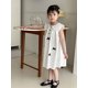 thumbnail image 1 of Vestido bonito de princesa de algodón puro para niña, vestido sin mangas con cuello Peter Pan y lazo de 1 a 10 años, ropa de verano para niños, 1 of 6