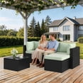 thumbnail image 5 of Clouddwell 5 Pieces Patio Furniture Set, All-Weather Wicker Rattan Patio Sectional Sofa Set with Coffee Table (Light Green), 5 of 6