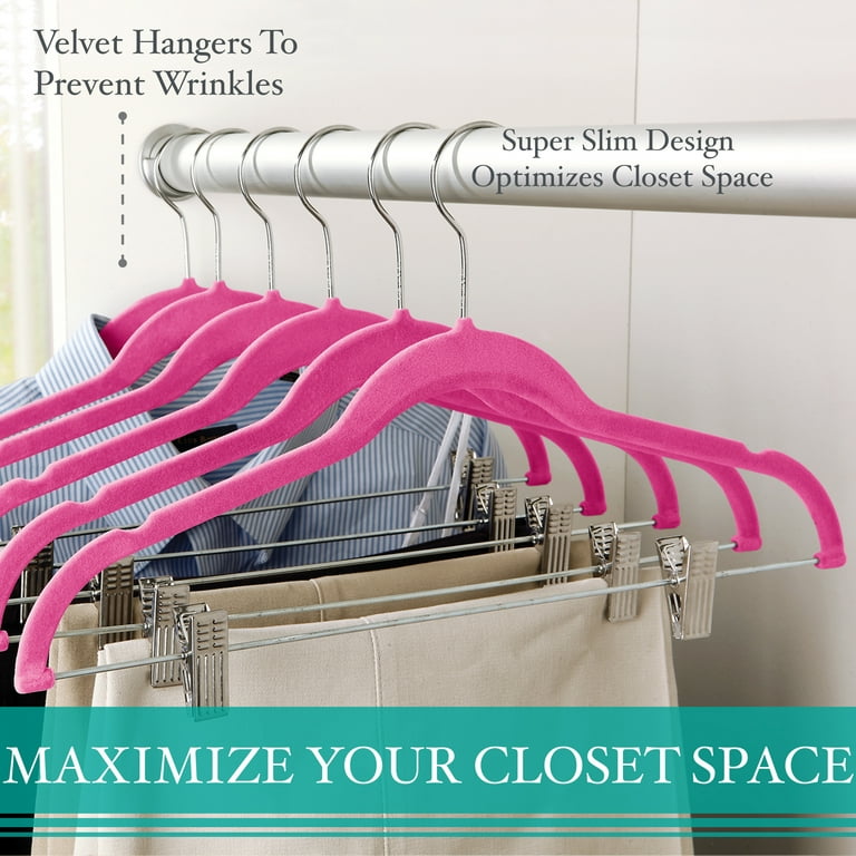 Simplify Non Slip Velvet Skirt Hangers with Clips, 6 Pack, White 