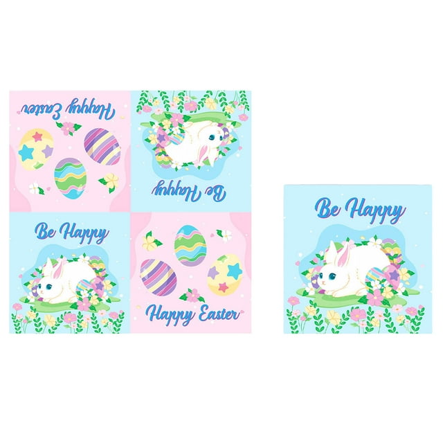 Easter Party Supplies, Happy Easter Party Tableware, Happy Easter Banner, Rabbit Paper Plates Napkins Cups for Easter Spring Party Decorations
