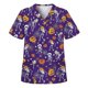 thumbnail image 1 of Halloween mujeres uniforme de enfermería Scrub Tops manga corta impresa ropa de trabajo camiseta con bolsillo, 1 of 2