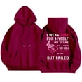 thumbnail image 1 of Cancer Awareness Ladies Long Sleeve Letter Print Hooded Pullover Sweatshirt for Everyday Comfort Support, 1 of 8