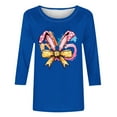 thumbnail image 5 of Camisetas Casuales de las Mujeres Impresas 3/4 Manga Cuello Redondo Blusa, Moda Ligera Superior para el Hogar Y el Uso Diario, Cómoda Imitación de la Tela Del Estante, 5 of 5