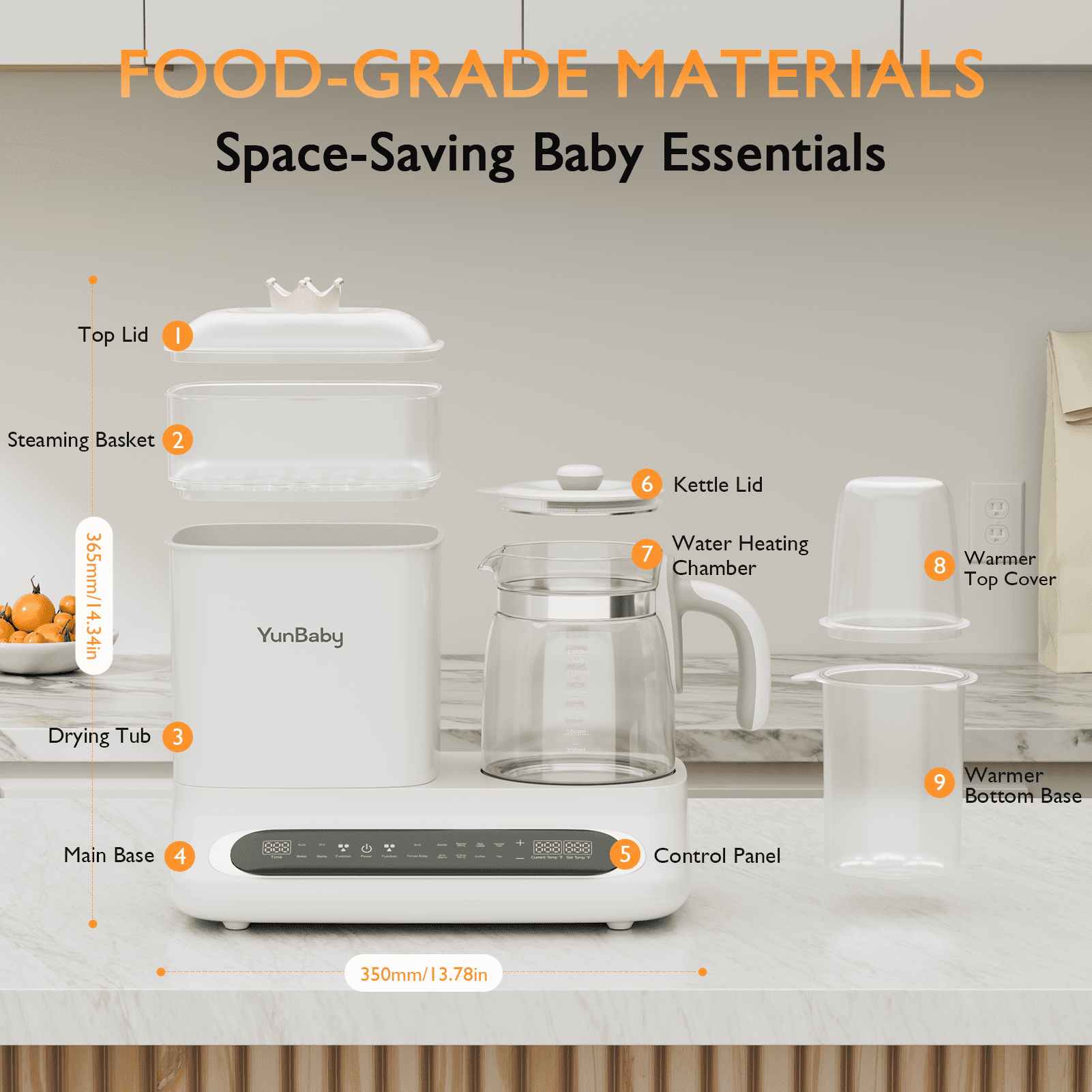 Yunbaby Baby Bottle Warmer & Sterilizer, 44oz Formula Kettle with Drying & Steam, Multi-Function Bottle Warmer for Breastmilk, Food & Baby Essentials