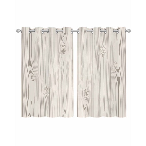 Farmhouse Vintage Sheer Curtains 39 Inch Length 2 Panels Set for Living Room/Bedroom, Summer Country Retro Wooden Grain Kitchen Curtains Grommet Semi-Sheer Curtains Window Treatments 27.5"x39"x2