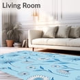 thumbnail image 2 of ODIKA 2'x3' Machine Washable Non-Slip Area Rug, Whimsical Petals Nostalgic Jewel High Traffic Rug with Pad, Blue, 485067, 2 of 8