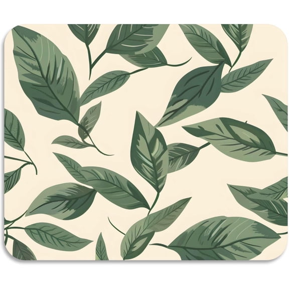 Diatomaceous Earth Stone Dish Drying Mat for Kitchen Counter,Seasonal Ultra Absorbent Home Dish Drainer Mats-Green Leaves with Beige,18inch x 16inch