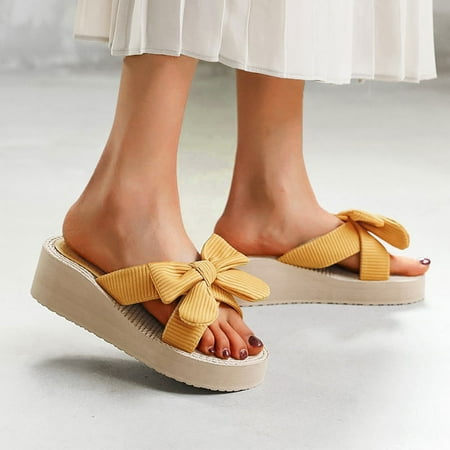 

Fashion Spring And Summer Casual Bow Sandals Beach Wedge Slippers Slippers Womens Indoor Outdoor Memory Foam Slippers Women Womens Cross Brand Slippers Womens Slippers Style Anime Slippers for Women