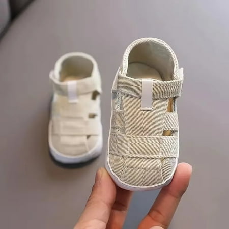 

LBNGJZ Fashionable Newborn Baby Boys and Girls Soft Soled Canvas Shoes for First Steps - Popular Breathable Sandals for Summer Beach Style