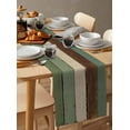 thumbnail image 6 of ERUNPONLY Green Brown Table Runner - 72 Inch Long Country Wood Grain Abstract Stripe Cotton and Linen Blended Dress Scarves Farmhouse Table Runner for Kitchen Dining, Coffee Table, 14"x72", 6 of 8
