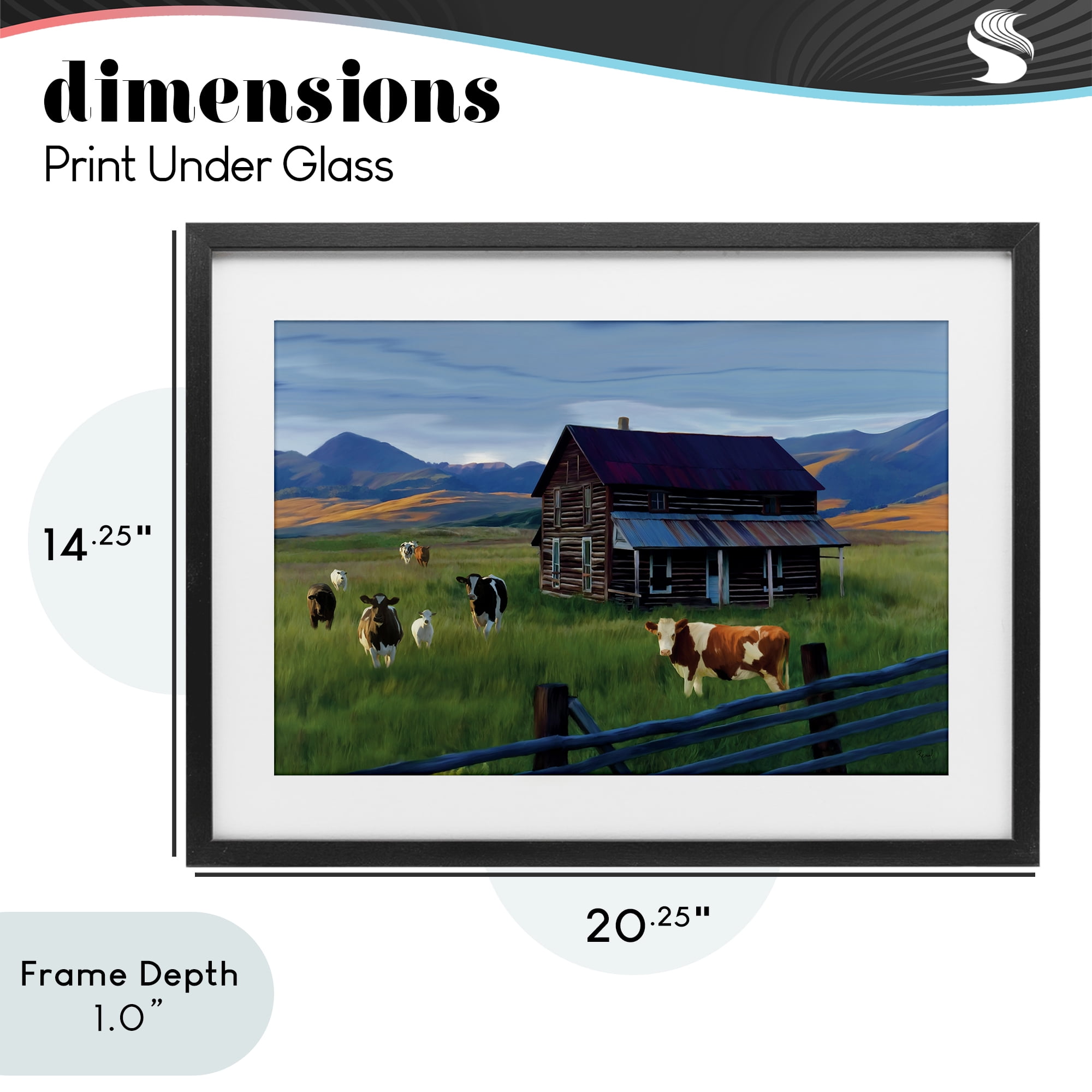 Stupell Industries Grazing Cattle at Solitary Cabin Black Framed Print Under Glass, design by Renel Peters