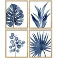 thumbnail image 3 of PixonSign 4 PCS Adhesive Canvas Poster Watercolor Blue Tropical Leaves Framed Wall Art Nature Wilderness Digital Modern Art Decorative Botanical Floral Elements Print Set - 8"x10" Natural, 3 of 5