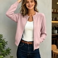 thumbnail image 6 of Zpanxa Fleece Jacket Women Zip Up Crew Neck Jacket Ribbed Raglan Long Sleeve Solid Color Lightweight Casual Comfortable Everyday Outerwear, 6 of 8