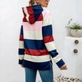 thumbnail image 4 of Women Hoodie Colorful Stripes Printed Patterns Long Sleeve Hooded Drawstring Fleece Sweatshirt for Daily Wear Red Stripes XXL, 4 of 6