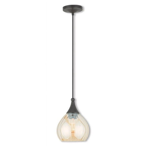 1 Light English Bronze Mini Pendant with Champagne Glass Shade