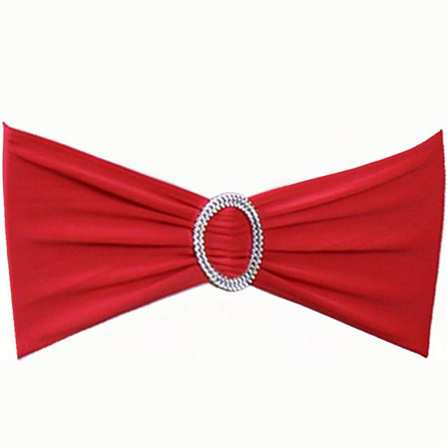 SINSSOWL 100 bandas elásticas para sillas de boda, color rojo, con hebilla, decoración de lazo deslizante, 25 colores (rojo)