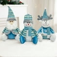 thumbnail image 3 of Christmas Decoration, Santa Claus and Snowman Blue Doll Sitting Ornament, Indoor Holiday Figurine for Home Tabletop Display, 3 of 4