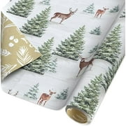 60 sq. ft. Reversible Farmhouse Christmas Wrapping Paper, Deer (1 Roll, 30 in. x 288 in.)