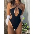 thumbnail image 2 of New Sexy One Piece Swimsuit for Women Cross Halter Push Up Bathing Suit Bandage Swimwear High Cut Out Monokini Beach Wear Bather, 2 of 7