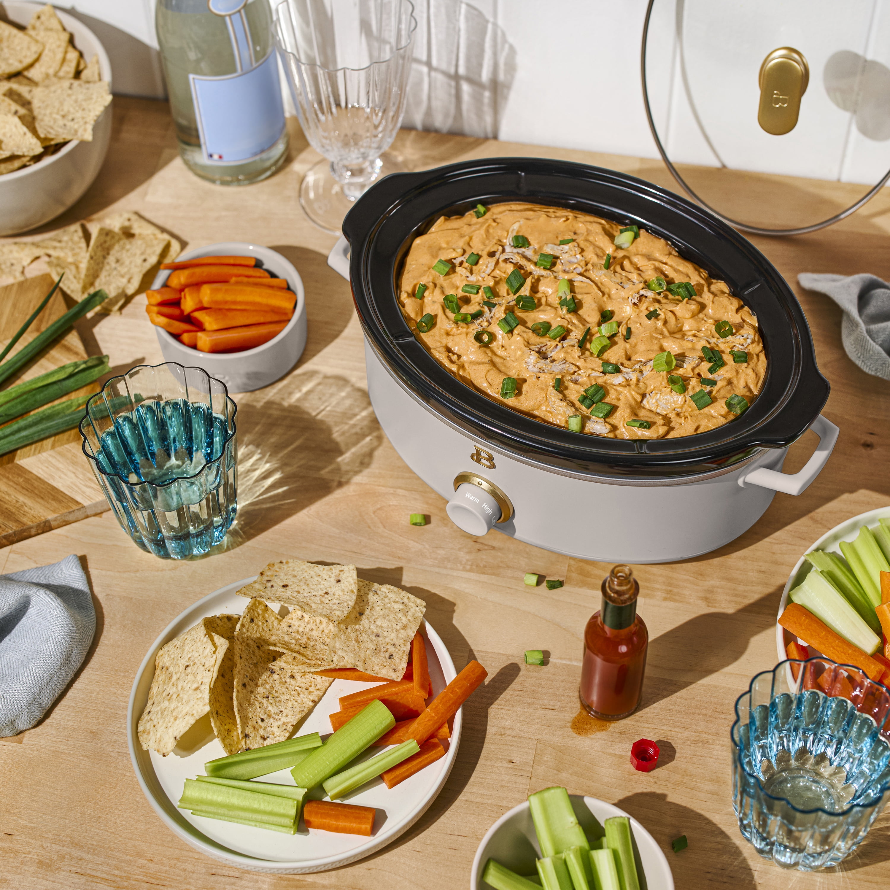 Beautiful 2.5 Qt Dip and Serve Manual Slow Cooker, Porcini Taupe by Drew Barrymore
