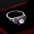 thumbnail image 4 of EOEMY 8*8mm Round Cut Purple Aaa Cz Band Women'S 925 Silver Wedding Party Ring Sz 6-10, 4 of 5