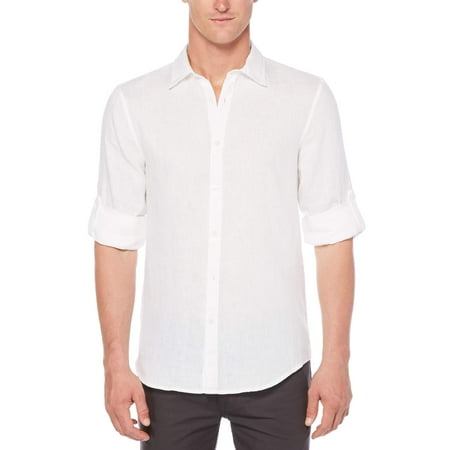 Men's Rolled Sleeve Solid Linen Shirt