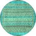 thumbnail image 1 of Ahgly Company Machine Washable Indoor Round Abstract Turquoise Blue Modern Area Rugs, 7' Round, 1 of 4
