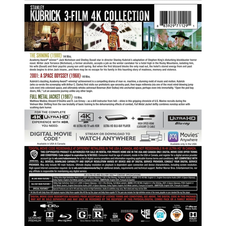 Warner 3-Film 4K Collection: 2001, Shining, Full Metal Jacket