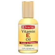 De La Cruz Vitamin E Oil, with Safflower for Skin, Hair, Face and Body, 15,000 IU, 2.2 FL oz