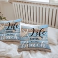 thumbnail image 6 of Throw Pillow Covers 18x18 Inch Set of 2, Blue Beach Waterproof Outdoor Pillow Covers, Coastal Starfish Graffiti Retro Wooden Plank Decorative Cushion Pillowcases for Couch, Sofa, Bed, Garden, Patio, 6 of 9