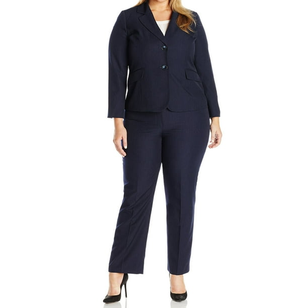 Le Suit NEW Navy Blue Womens Size 18W Plus Pinstriped Pant Suit Set ...