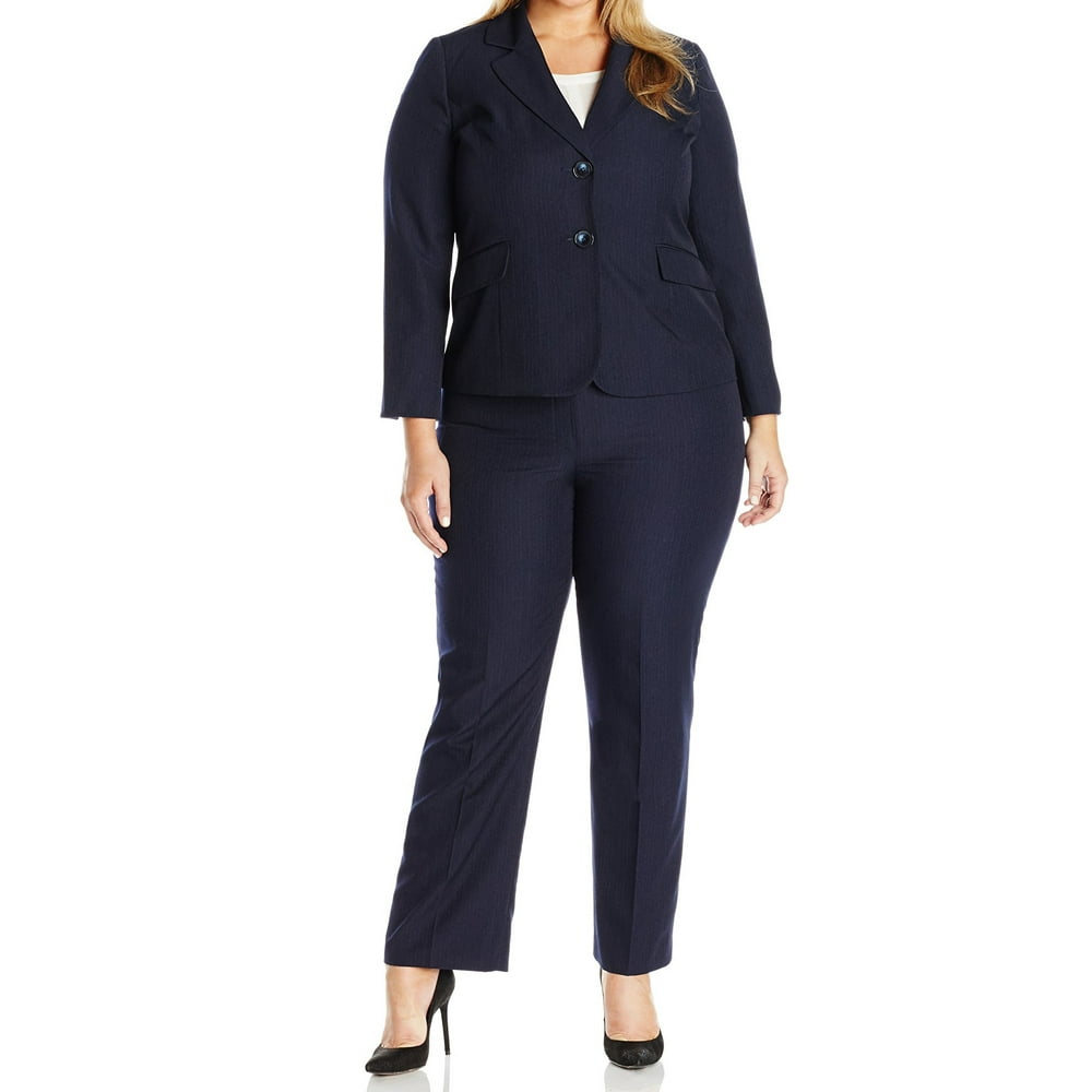 Le Suit NEW Navy Blue Womens Size 18W Plus Pinstriped Pant Suit Set - Walmart.com - Walmart.com