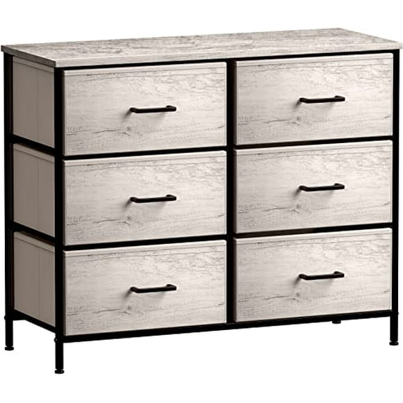 Sorbus Dresser with 6 Faux Wood Drawers - Storage Unit Organizer chest for clothes - Bedroom, Hallway, Living Room, closet, & Dorm Furniture - Steel Frame, Wood Top, & Easy Pull Fabric Bins