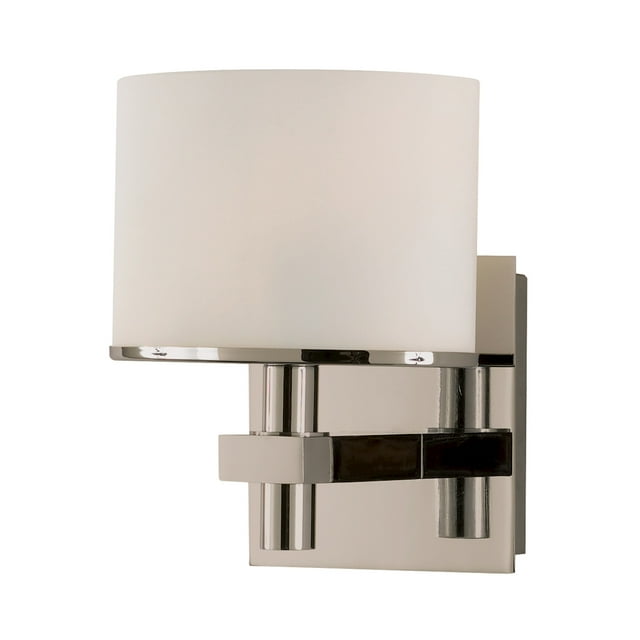 ElkGroup International BV511-10-16P Ombra 1 Light Vanity In Satin Nickel And White Opal Glass