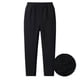 thumbnail image 1 of Pantalones largos para hombre, color liso, con bolsillo y cordón ajustable, de felpa, para exteriores, cálidos, para senderismo, de forro polar grueso, de poliéster., 1 of 7